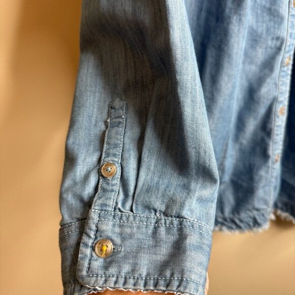 Pilcro Anthropologie Button Down Top Womens 18W Blue Denim Chambray Cottagecore - Picture 5 of 9
